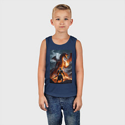 Майка детская хлопок Сражение с драконом, цвет: тёмно-синий — фото 2