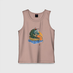 Детская майка Увлеченная рыба-рыбак ловит рыбу удочкой