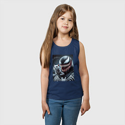 Майка детская хлопок Venom and funny kitten - ai art fantasy, цвет: тёмно-синий — фото 2