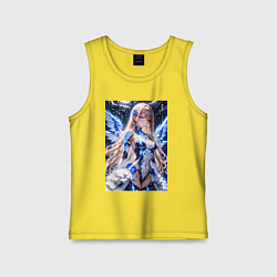 Майка детская хлопок Девушка с кибернетическими крыльями, цвет: желтый