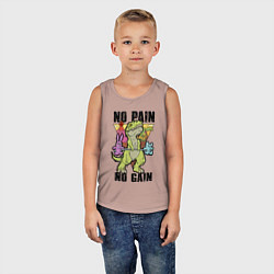 Майка детская хлопок T Rex GYM - no pain no gain, цвет: пыльно-розовый — фото 2