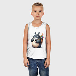 Майка детская хлопок Totoro and black cat - anime, цвет: белый — фото 2