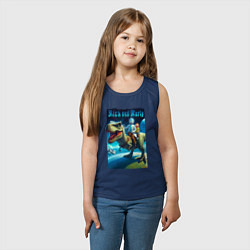 Майка детская хлопок Рик и Морти верхом на тираннозавре, цвет: тёмно-синий — фото 2