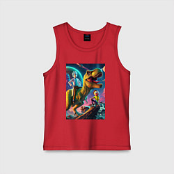 Детская майка Приключения Рика и Морти на планете динозавров