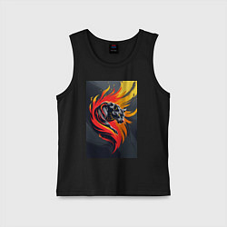 Майка детская хлопок Пантера в огненном вихре, цвет: черный