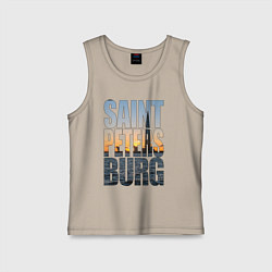 Майка детская хлопок Санкт-Петербург Лахта центр, цвет: миндальный