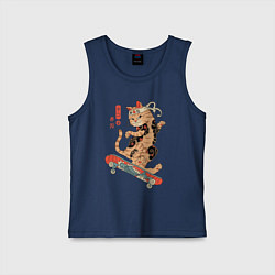 Детская майка Кот самурай - скейтбордист