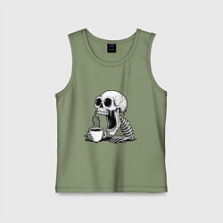 Детская майка Skeleton with coffee