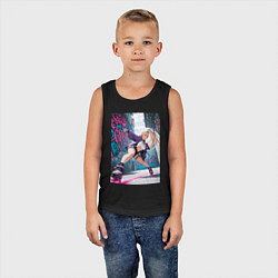 Майка детская хлопок Девушка на роликах исполняет трюки, цвет: черный — фото 2