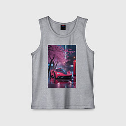 Майка детская хлопок Суперкар и сакура, цвет: меланж