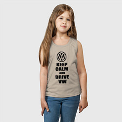 Майка детская хлопок Keep Calm & Drive VW, цвет: миндальный — фото 2