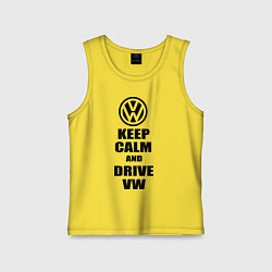 Майка детская хлопок Keep Calm & Drive VW, цвет: желтый