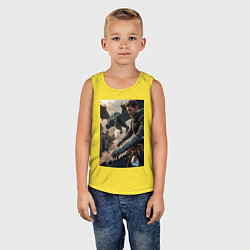 Майка детская хлопок Рыцарь летит на драконе, цвет: желтый — фото 2