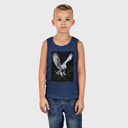 Майка детская хлопок Белая сова на дереве, цвет: тёмно-синий — фото 2