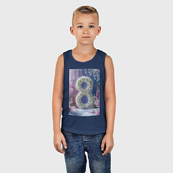 Майка детская хлопок Ландыши к 8 марта на снегу, цвет: тёмно-синий — фото 2