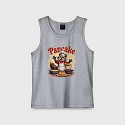 Майка детская хлопок Енот готовит панкейки, цвет: меланж