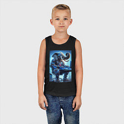 Майка детская хлопок Слоняра киберспортсмен - киберпанк, цвет: черный — фото 2