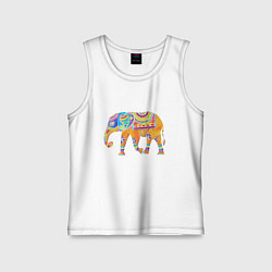 Майка детская хлопок Батик слон индийский, цвет: белый