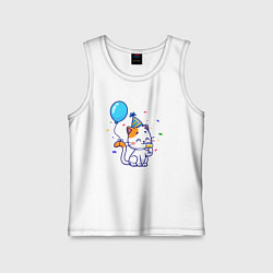 Майка детская хлопок Праздничный котик, цвет: белый