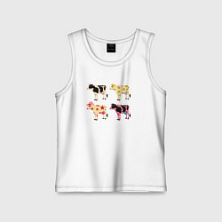 Майка детская хлопок Милые коровы поп-арт, цвет: белый