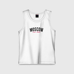 Майка детская хлопок Moscow never sleeps text, цвет: белый