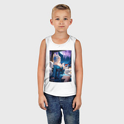 Майка детская хлопок Лисица в кимоно любуется цветением глицинии, цвет: белый — фото 2