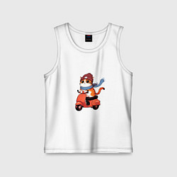 Детская майка Кот в шапке на скутере