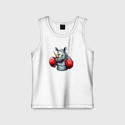 Майка детская хлопок Носорог боксер, цвет: белый