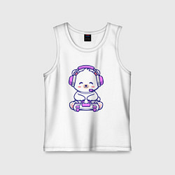 Майка детская хлопок Белый медведь геймер, цвет: белый