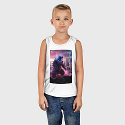 Майка детская хлопок Годзилла посреди мегаполиса, цвет: белый — фото 2