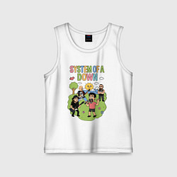 Майка детская хлопок System of a Down, мультяшный стиль, цвет: белый