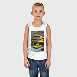 Майка детская хлопок Желтый суперкар у дома, цвет: белый — фото 2