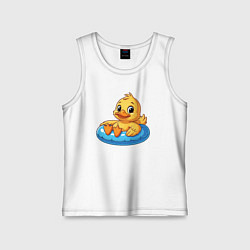 Майка детская хлопок Утенок в надувном круге, цвет: белый