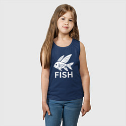 Майка детская хлопок Крылатая рыба, цвет: тёмно-синий — фото 2