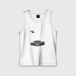 Майка детская хлопок Летающее такси ретрофутуризм стримлайн, цвет: белый