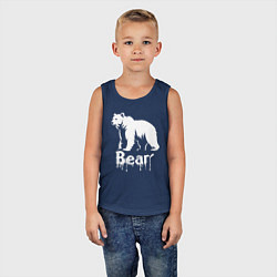 Майка детская хлопок Белый медведь краской, цвет: тёмно-синий — фото 2