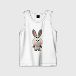 Майка детская хлопок Милый серый кролик, цвет: белый
