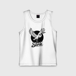 Майка детская хлопок Аист в круге, цвет: белый