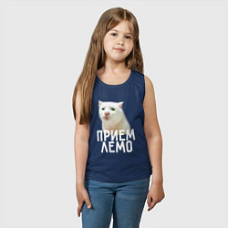 Майка детская хлопок Приемлемо котик, цвет: тёмно-синий — фото 2