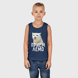 Майка детская хлопок Приемлемо котик, цвет: тёмно-синий — фото 2