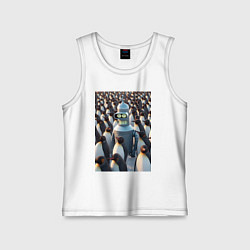 Майка детская хлопок Bender bending robot among the penguins, цвет: белый