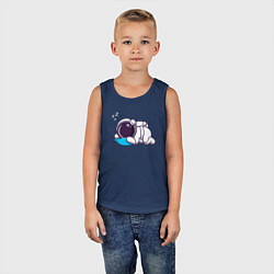 Майка детская хлопок Спящий астронавт, цвет: тёмно-синий — фото 2