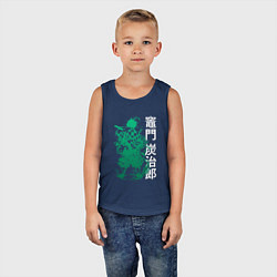 Майка детская хлопок Клинок рассекающий демонов - зеленый, цвет: тёмно-синий — фото 2