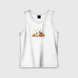 Детская майка Лиса с тыквами и фонарём