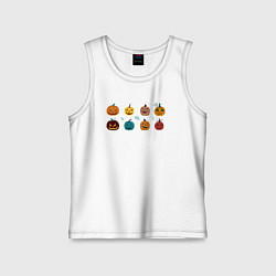 Детская майка Разноцветные тыквы Джека на Хэллоуин