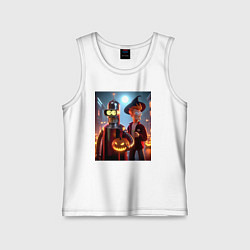 Детская майка Бендер и Фрай в шляпе - ночь на хэллоуин