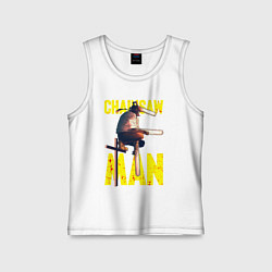 Майка детская хлопок Человек бензопила на кресте, цвет: белый