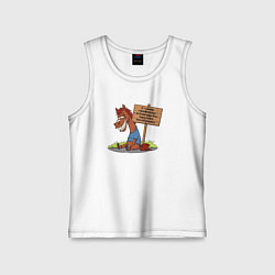 Майка детская хлопок Конь уставший, цвет: белый