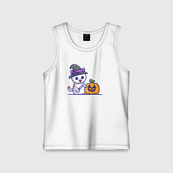 Майка детская хлопок Cat pumpkin, цвет: белый