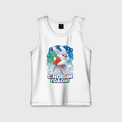 Майка детская хлопок С Новым годом, цвет: белый